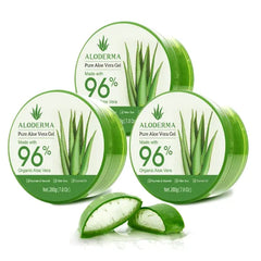 Aloderma Organic Aloe Vera Gel 96% Pure – Fresh 12-Hour Harvest, Hydrating & Soothing Face & Body Moisturizer, 7.0 oz