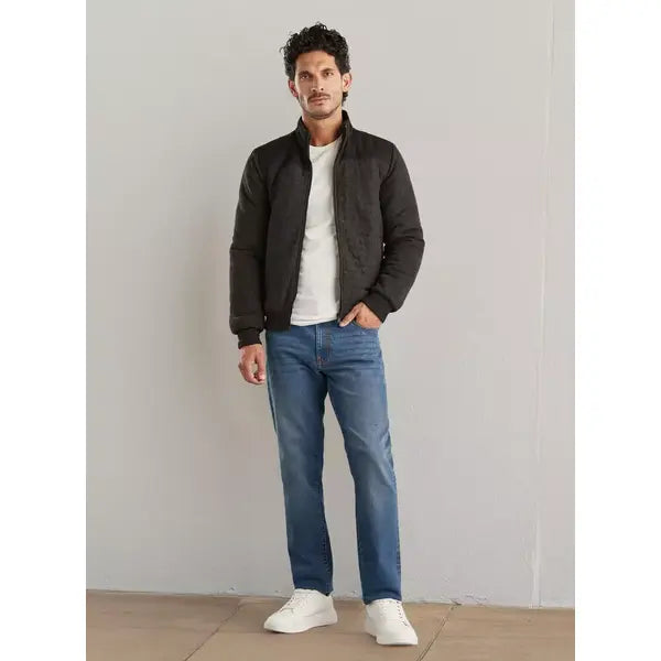 Panelled Zip-Through Jacket - Black