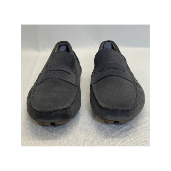 THE MENS STORE Mens Gray Padded Penny Drive Square Toe Slip On Leather Loafers Shoes 7.5