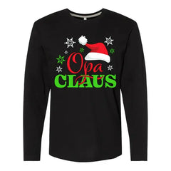 Inktastic Opa Claus with Christmas Santa Hat and Snowflakes Long Sleeve T-Shirt