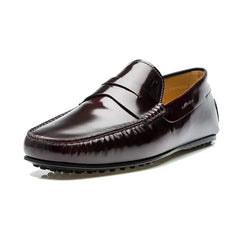 Pair Of Kings Shoes The Royal Maroon Box Leather Dress Moccasin Penny Loafer
