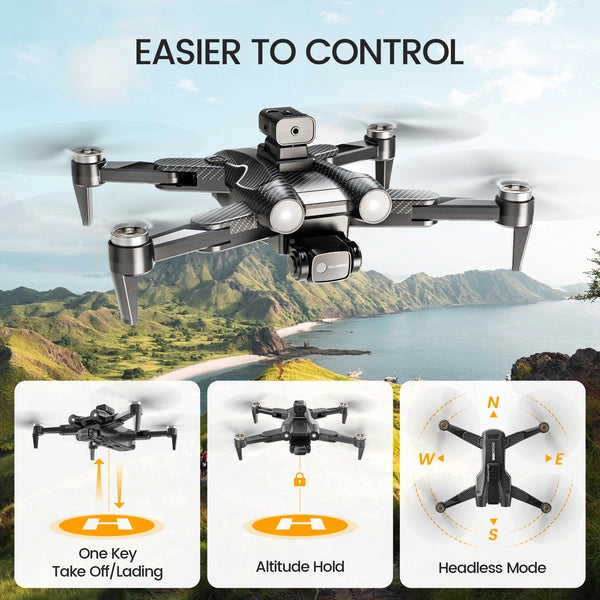 Generic F167 Drone with Camera 8K for Adults and Beginners, FPV RC Quadcopter with Brushless Motor,Optical Flow Sensor,2 Batteries,Black