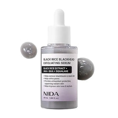 NIDA Black Rice Blackhead Exfoliating Serum Daily Soft Exfoliating Face Scrub Dead Skin Cells Remover for All Skin Types korean skin care 50ml