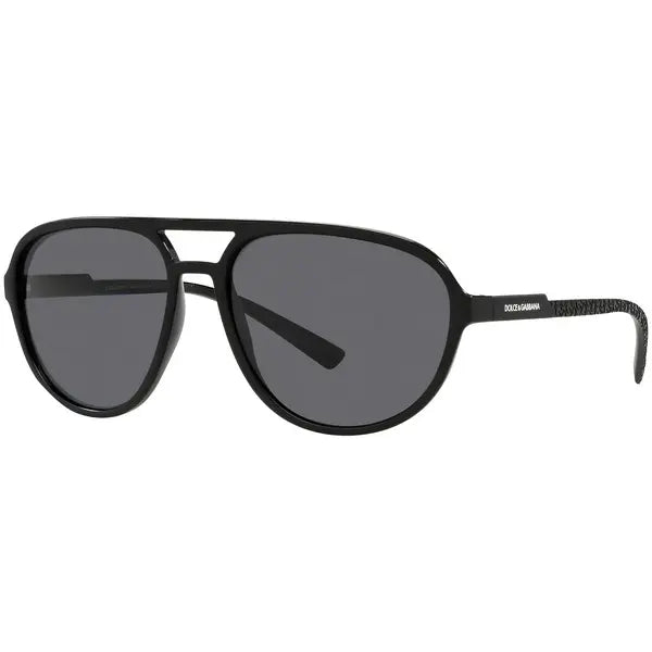 Dolce &amp; Gabbana DG 6150 Plastic Unisex Aviator Polarized Sunglasses Matte Black 60mm Adult