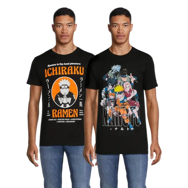 Naruto Men’s and Big Men’s Graphic Tee Shirts, 2-Pack