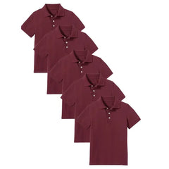 5-Pack School Uniform Tagless Polo Tshirt for Little Boys & Big Boys