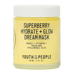 Youth To The People Superberry Dream Mask - Hyaluronic Acid + Vitamin C Face Moisturizer + Overnight Facial Mask, Hydrates + Plumps + Brightens Skin, Evens Skin Tone, For Dry + Dull Skin, Non-Greasy