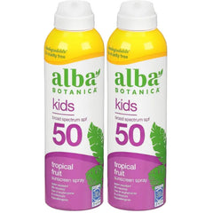 Alba Botanica Kids Sunscreen Spray for Face and Body, Tropical Fruit, Broad Spectrum SPF 50, Water Resistant, 5 fl. oz. Bottle