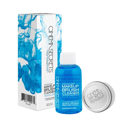 Cinema Secrets Original Blue Vanilla Makeup Brush Cleaner Kit - Professional Cleanser + Cleansing Tin for Makeup Brushes - Quick-Dry, Rinse-Free Formula - Removes Stubborn Waterproof Make Up