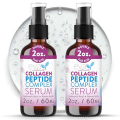 Eva Naturals Multi Peptide Face Serum – Anti Aging Collagen Peptides for Plump & Firm Skin Elasticity, Wrinkle & Fine Line Renewal, Fragrance Free Firming Facial Skincare