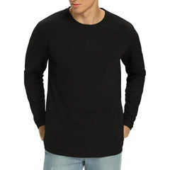Iceglad Mens Premium Cotton Fashion Casual Crew Neck Long Shirts