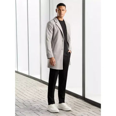 Plain Felt Trench Coat - Gray