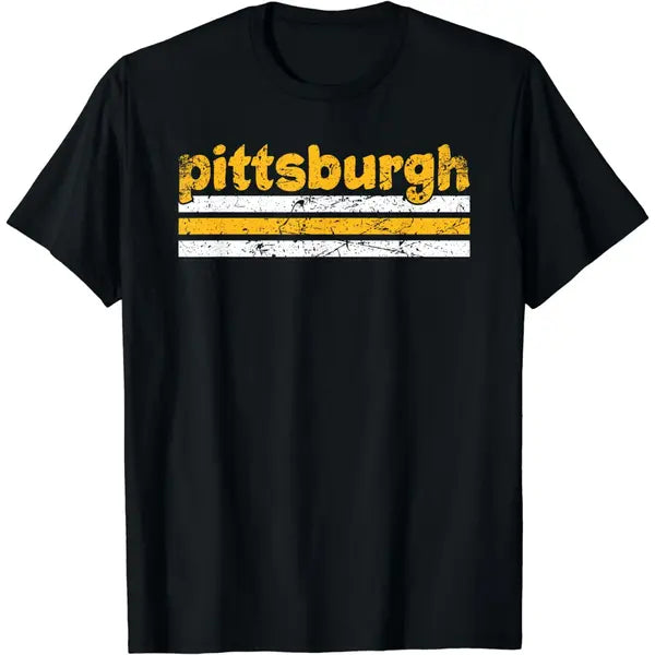 Pittsburgh Pennsylvania Three Stripe Vintage Weathered T-Shirt