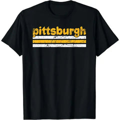 Pittsburgh Pennsylvania Three Stripe Vintage Weathered T-Shirt