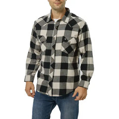 COEVALS CLUB Mens Flannel Long Sleeve Shirts Corduroy Lined Snap Button Up Cotton Western Plaid Shirts