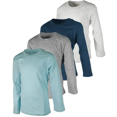 BROOKLYN VERTICAL Boys 4 Pack Long Sleeve Soft Cotton Tee Shirts Undershirts