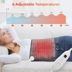 Comfier Electric Heating Pads 12'' X 24'', Heated Back Wrap with Strap, 6 Heat Settings & Auto Shut Off – Gray