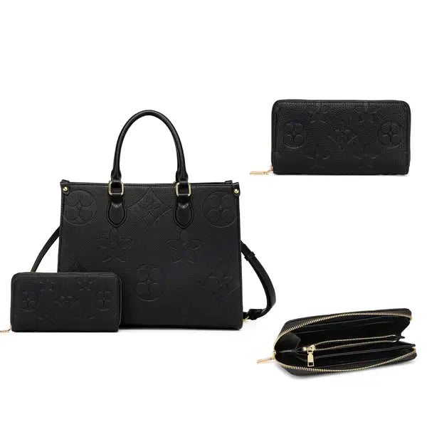 Mila Kate Top Handle Satchel Bags for Women, Shoulder Purses with Wallet, Black Messenger Tote Bag.