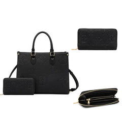 Mila Kate Top Handle Satchel Bags for Women, Shoulder Purses with Wallet, Black Messenger Tote Bag.