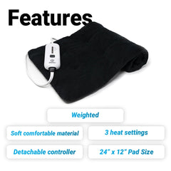 iReliev Weighted Heating Pad - Moist/Dry Heat with 3 Settings for Pain Relief & Cramps
