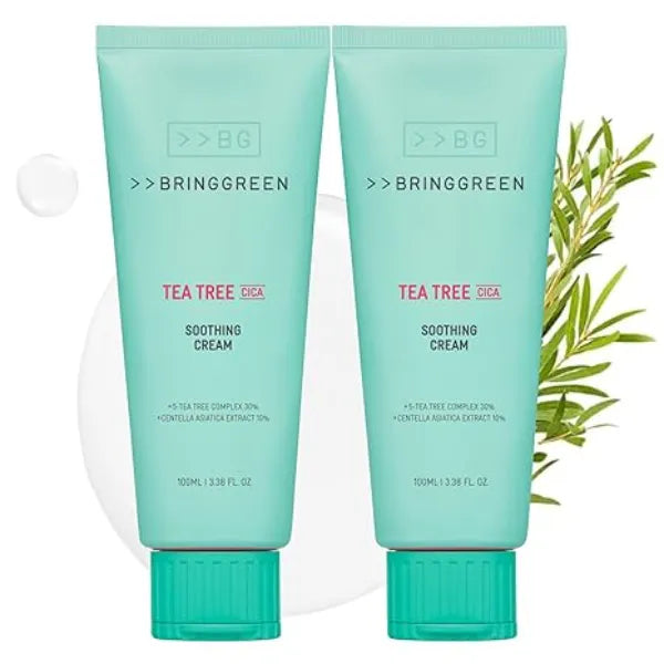 BRING GREEN Tea Tree Cica Soothing Cream Plus 100ml Korean Skin care, calming and soothing, moisturizer for skin, facial cream, trouble care, Blackhead Removing Pore care