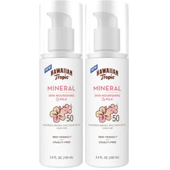 Hawaiian Tropic Skin Nourishing Milk Mineral Sunscreen Lotion SPF 50, 3.4Fl Oz  | Travel Size Sunscreen Zinc Oxide, Sun Milk, Mineral Sunblock SPF 50, Oxybenzone Free