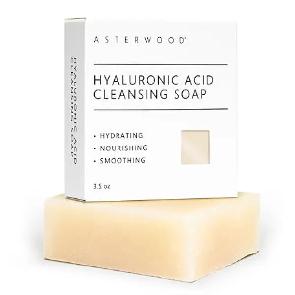 Asterwood Hyaluronic Acid Cleansing Face Soap Collagen Boosting, Hydrating, Plumping, Soothing Fragrance Free Suitable for Sensitive Skin