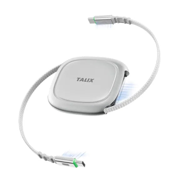 TALIX 240W Retractable USB C Cable, PD 3.2 Fast Charging USB C to USB C Cable with Mag Snap Storage, E-Marker Chip, Anti-Tangle Retractable Cord for Travel, iPhone 17, MacBook, Samsung S25