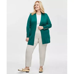 Women's Button-Sleeve Flyaway Cardigan, XS-4X, Created for Macy's-Pure emerlad