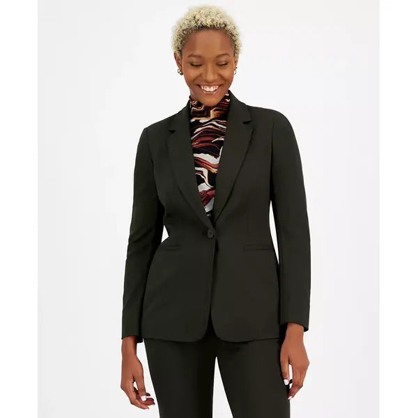 Women's Compression One-Button Long-Sleeve Blazer, Created for Macy's-Black