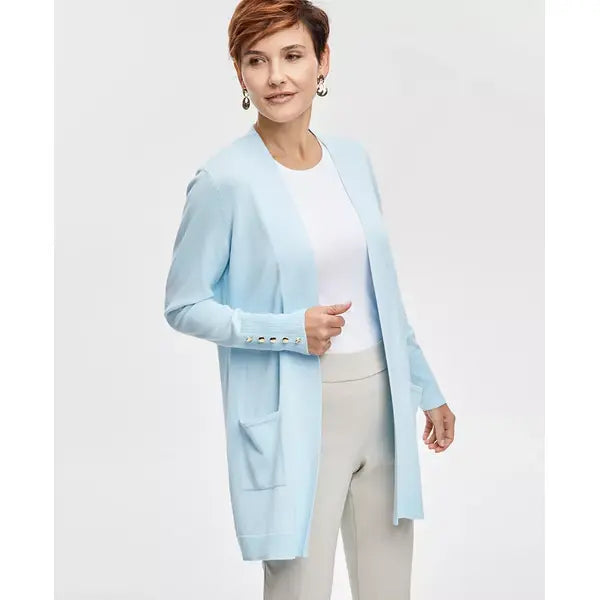 Women's Button-Sleeve Flyaway Cardigan, XS-4X, Created for Macy's-Winter mist
