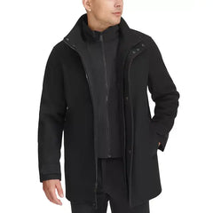 Men's 3/4-Length Car Coat with Full-Zip Bib