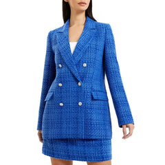 Women's Azzura Long-Sleeve Tweed Blazer,Created by Macy's-Light Blue Depths