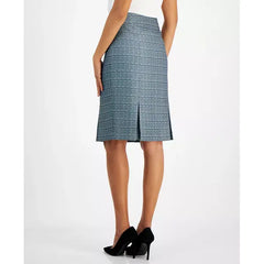Women's Pleated Slim-Fit Tweed Pencil Skirt,Created by Macy's-Rich Teal Multi