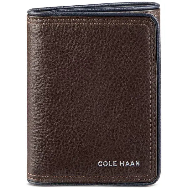Cole Haan Men's Leather Trifold Wallet with Contrast Color Edge