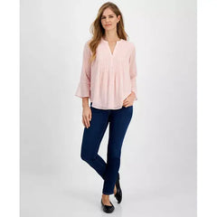 Women's Textured Pintuck Ruffle Sleeve Top, Regular & Petite, Created for Macy's-Think pink