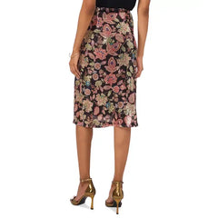 Women's Floral-Print Sequined Knee-Length Skirt,created by Macy's-Rich Black