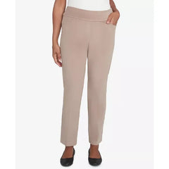 Alfred Dunner Petite Telluride Modern Corduroy Faux Fly Front Average Length Pants, Fawn