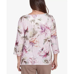 Alfred Dunner Petite Telluride Romantic Florals Textured Top, Rose