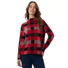 Women's Jacquard Mock-Neck Sweater,Created by Macy's-Deep Rouge Multi