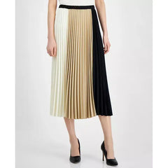 Women's Colorblocked Pull-On Pleated Skirt,Created by Macy's-Anne Black
