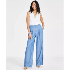 Women's Pleated Wide-Leg Pants, Exclusively at Macy's-Medium Lnd