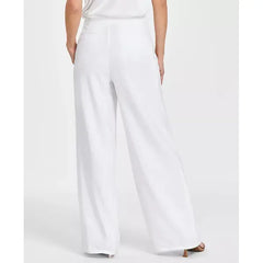 Women's Pleated Wide-Leg Pants, Exclusively at Macy's-Bright white