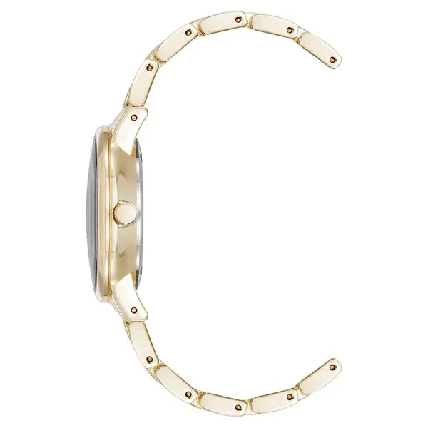 Anne Klein Womens Quartz Minimalist Green and Gold Tone Watch, Elegant Modern Design, 32mm