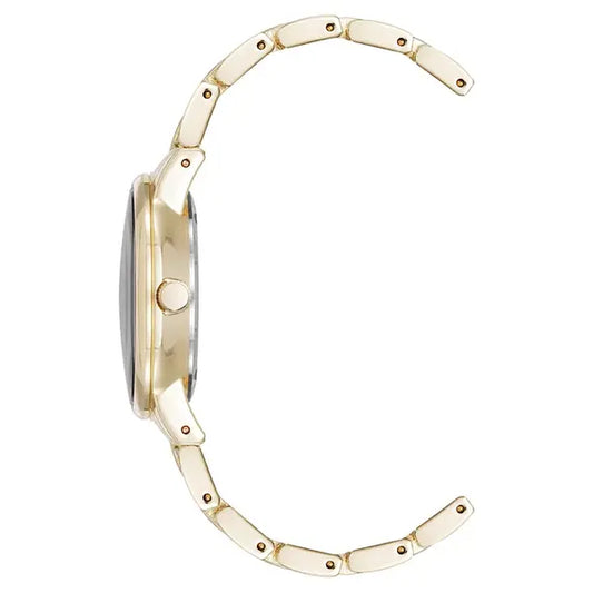 Anne Klein Womens Quartz Minimalist Green and Gold Tone Watch, Elegant Modern Design, 32mm