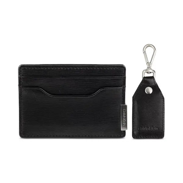 Calvin Klein Men's Atlas Leather Logo Card Case & Key Chain