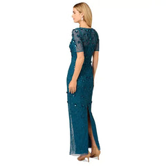Adrianna Papell Embellished Floral Sheath Dress for Elegant and Timeless Evening Wear