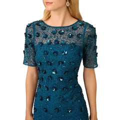 Adrianna Papell Embellished Floral Sheath Dress for Elegant and Timeless Evening Wear