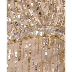 Adrianna Papell Womens Beaded Fringe Sheath Dress, Elegant Cocktail Party Outfit, Platinum