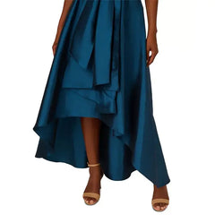 Adrianna Papell Women's Beaded Taffeta Ball Gown, Perfect for Formal Events and Galas, Teal Sapphire/Gold